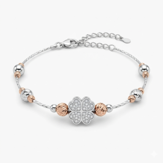 AMORA Clover Heart Charm Bracelet