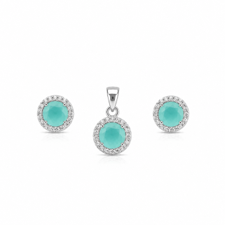 Aqua Halo Luxe Silver Pendant Set