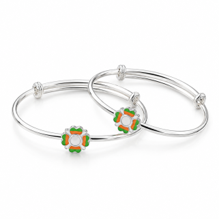 Bloom Harmony 925 Silver Enamel Bangle Pair