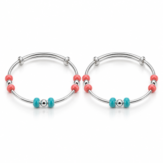 Aqua Blush Beaded Kadli Pair