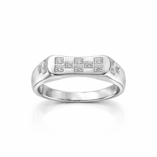 Sillove Diamond Grid Band Ring
